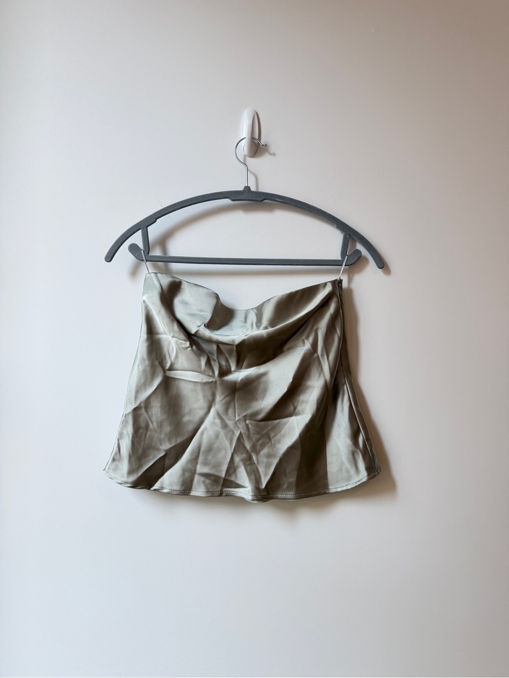 Zara Satin Slip Skirt in Light Sage